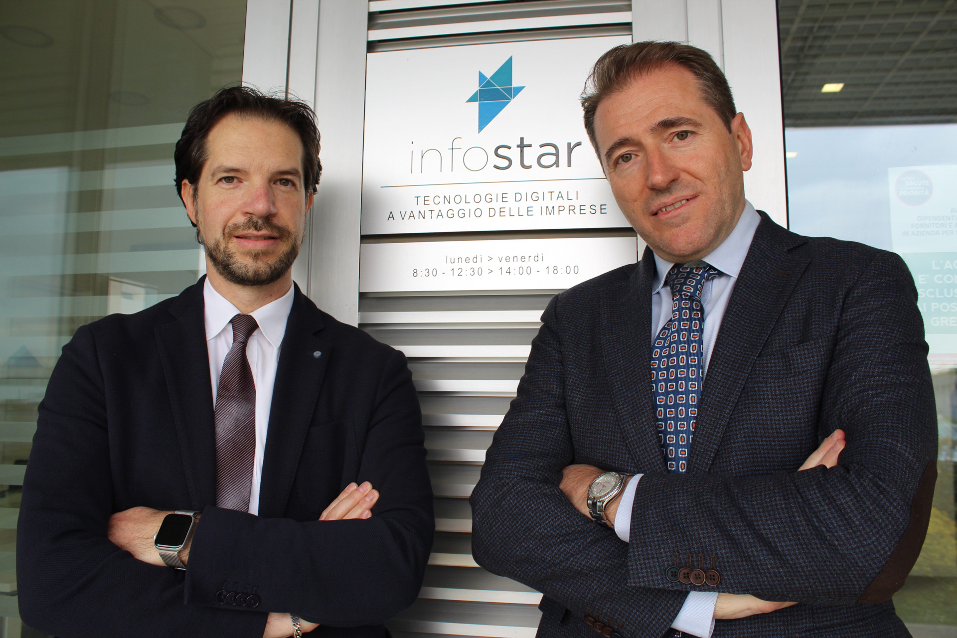 Da destra Cristian Feregotto, fondatore e Presidente di Infostar S.r.l. con Luca Noacco Vice Presidente.